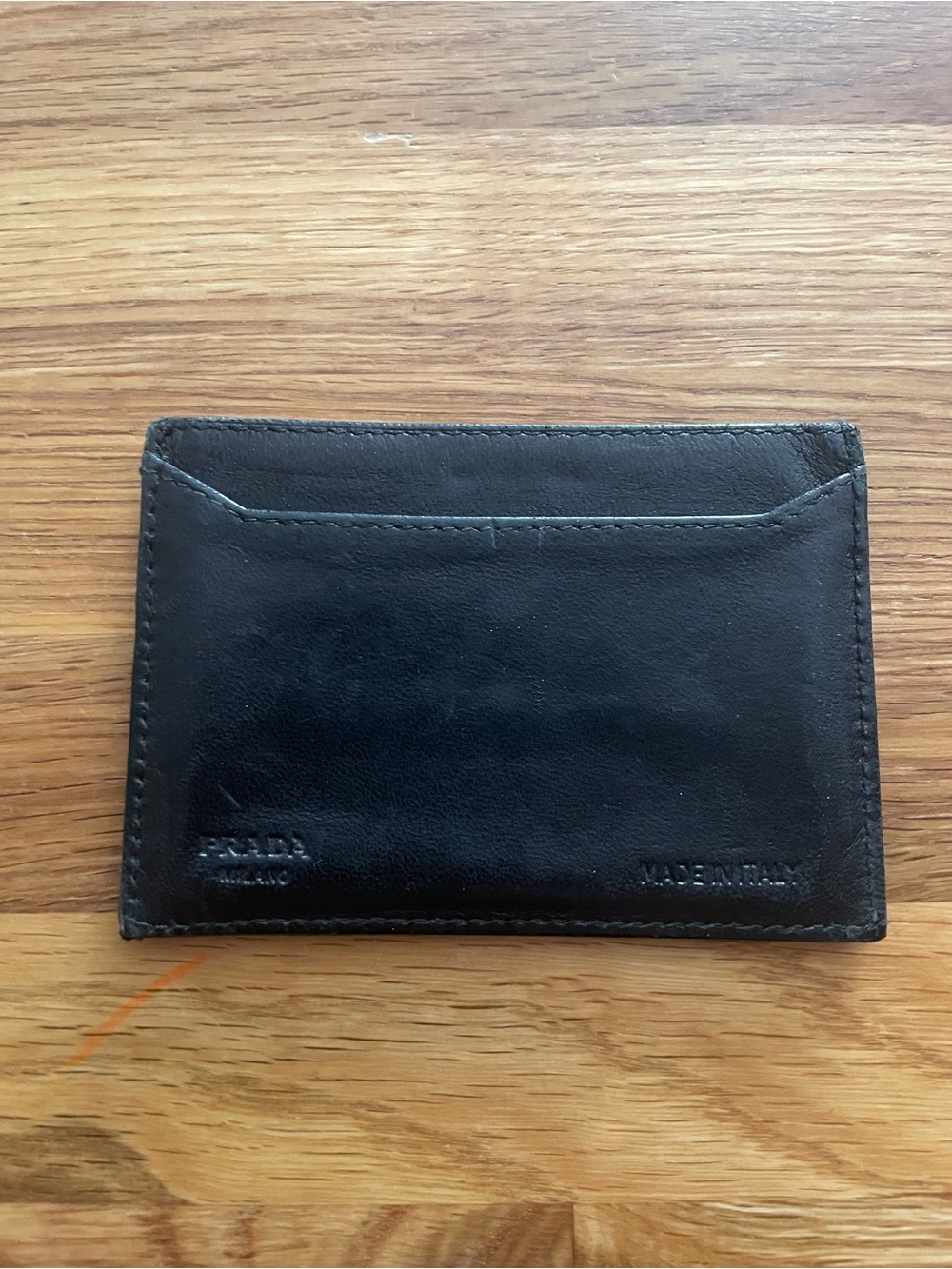 Prada Black Leather Slim Card Case